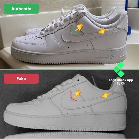 fake nike shoes how to tell|nike swoosh vs af1.